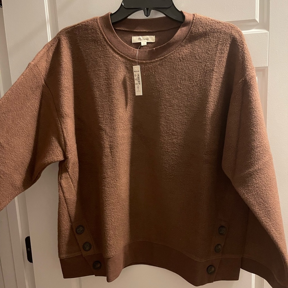 (Re)sourced Brushed Side-Button Relaxed Sweatshirt Small NWT